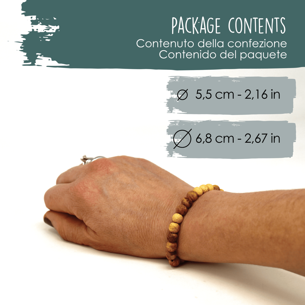 Bracciarle Perle Artigianale Fatto a Mano in Legno di Palo Santo del Perù 100% Naturale Etico e Sostenibile