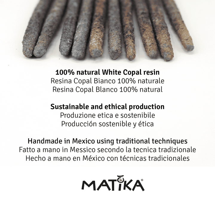 Bastoncini Incenso in Stick Artigianale Fatto a Mano con Resina di Copal Bianco del Messico 100% Naturale Etico e Sostenibile