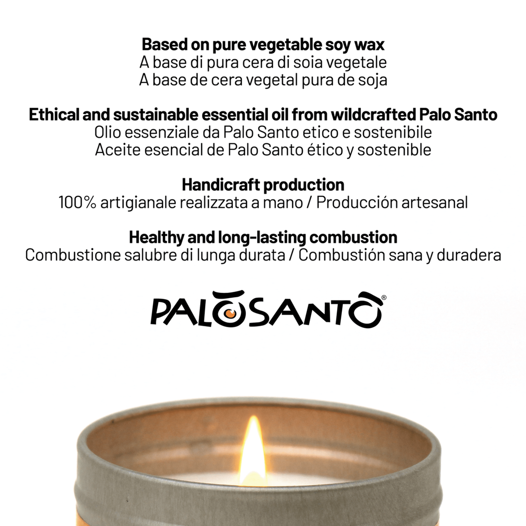 Candela Profumata Artigianale Fatta a Mano con Olio Essenziale di Frutto di Palo Santo 100% Naturale Etico e Sostenibile