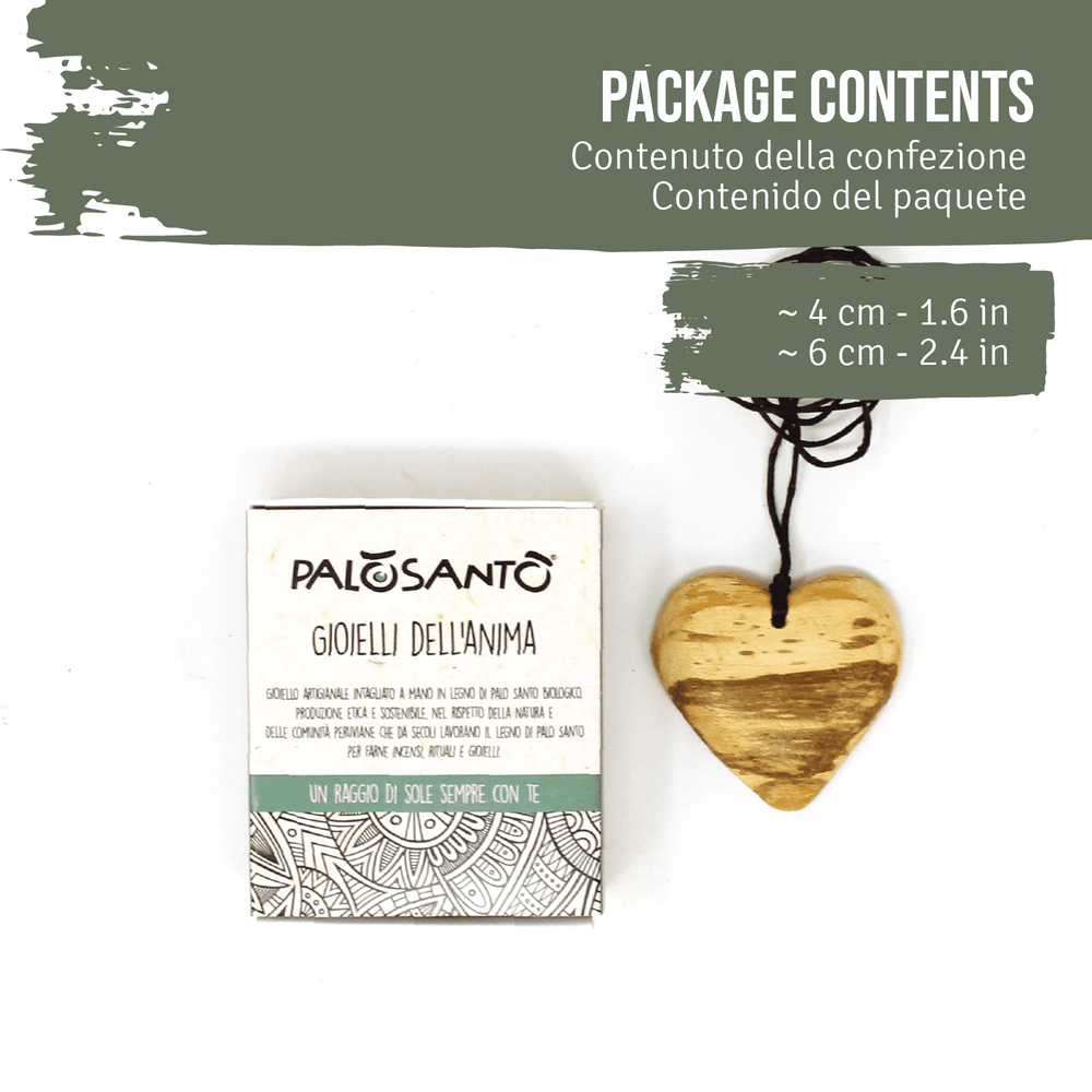 Collana Artigianale Ciondolo Cuore Fatto a Mano in Legno di Palo Santo del Perù 100% Naturale Etico e Sostenibile