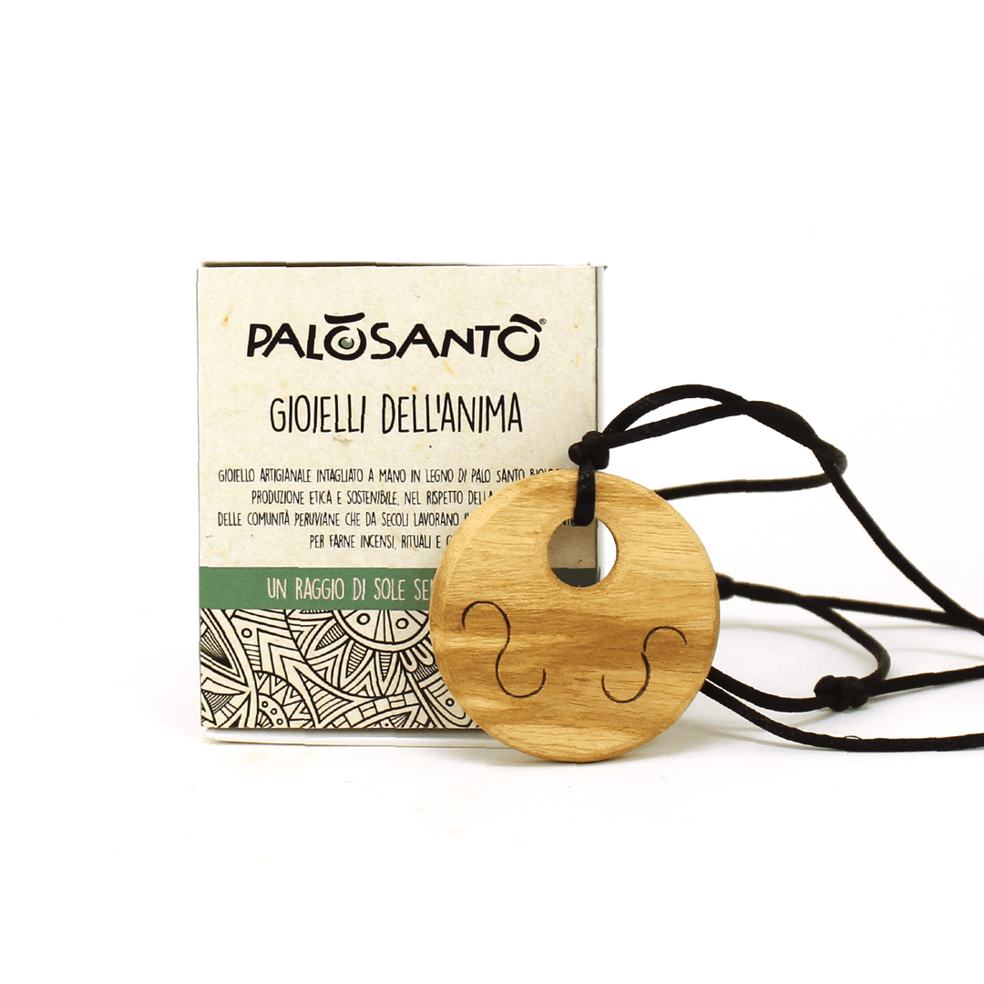 Collana Artigianale Ciondolo Tondo Fatto a Mano in Legno di Palo Santo del Perù 100% Naturale Etico e Sostenibile