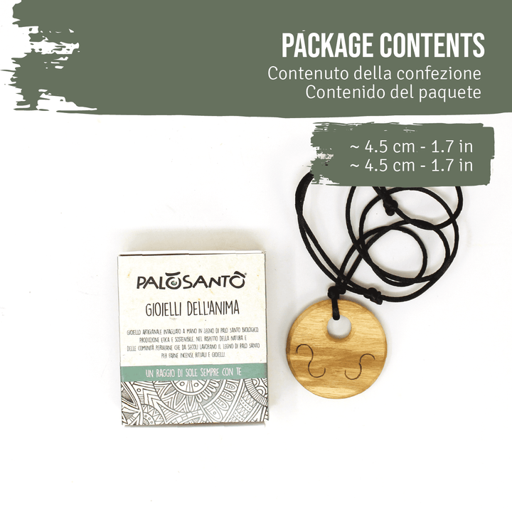 Collana Artigianale Ciondolo Tondo Fatto a Mano in Legno di Palo Santo del Perù 100% Naturale Etico e Sostenibile