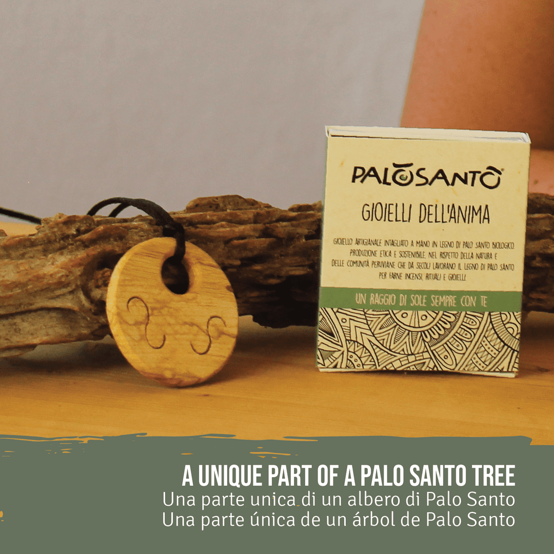 Collana Artigianale Ciondolo Tondo Fatto a Mano in Legno di Palo Santo del Perù 100% Naturale Etico e Sostenibile