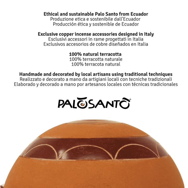 Candela Lampada in Terracotta Diffusore Aroma e Calore Artigianale Fatta a Mano in Ecuador con Olio Essenziale di Frutto di Palo Santo Incluso 100% Naturale Etico e Sostenibile