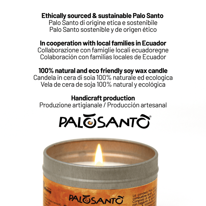 Kit Fumigazione Pacchetto Candela Artigianale Profumata con Olio Essenziale di Palo Santo e Incensi Paletti di Palo Santo 100% Naturale da Produzione Etica e Sostenibile