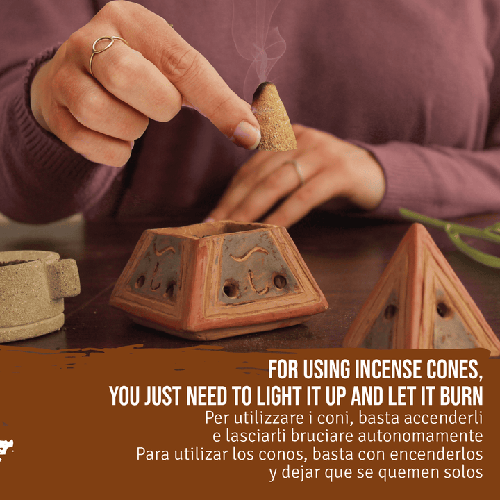 Kit Fumigazione Pacchetto Braciere Artigianale in Terracotta e Incensi di Palo Santo 100% Naturale da Produzione Etica e Sostenibile