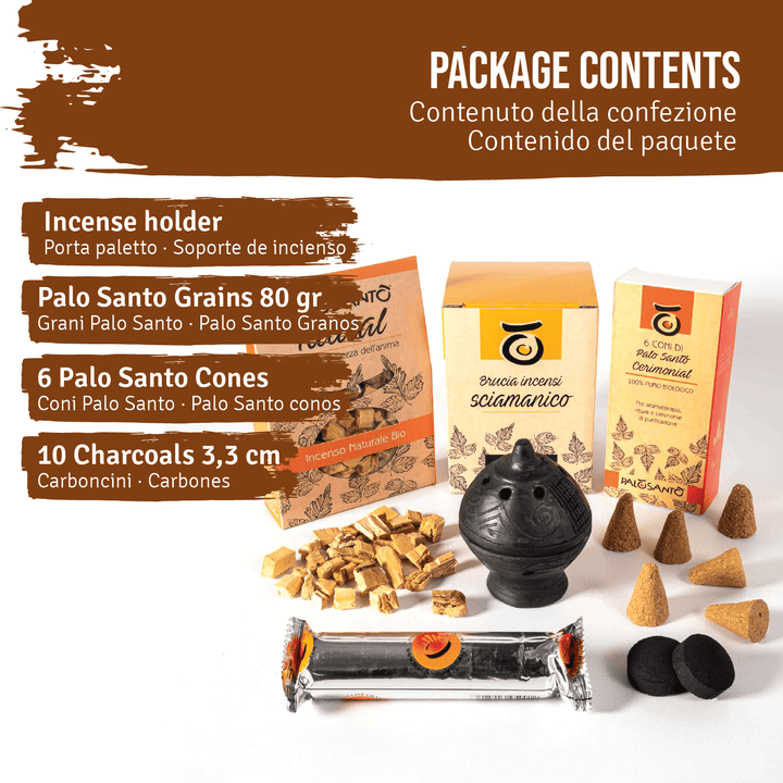 Kit Fumigazione Pacchetto Braciere Artigianale in Terracotta e Incensi di Palo Santo  100% Naturale da Produzione Etica e Sostenibile