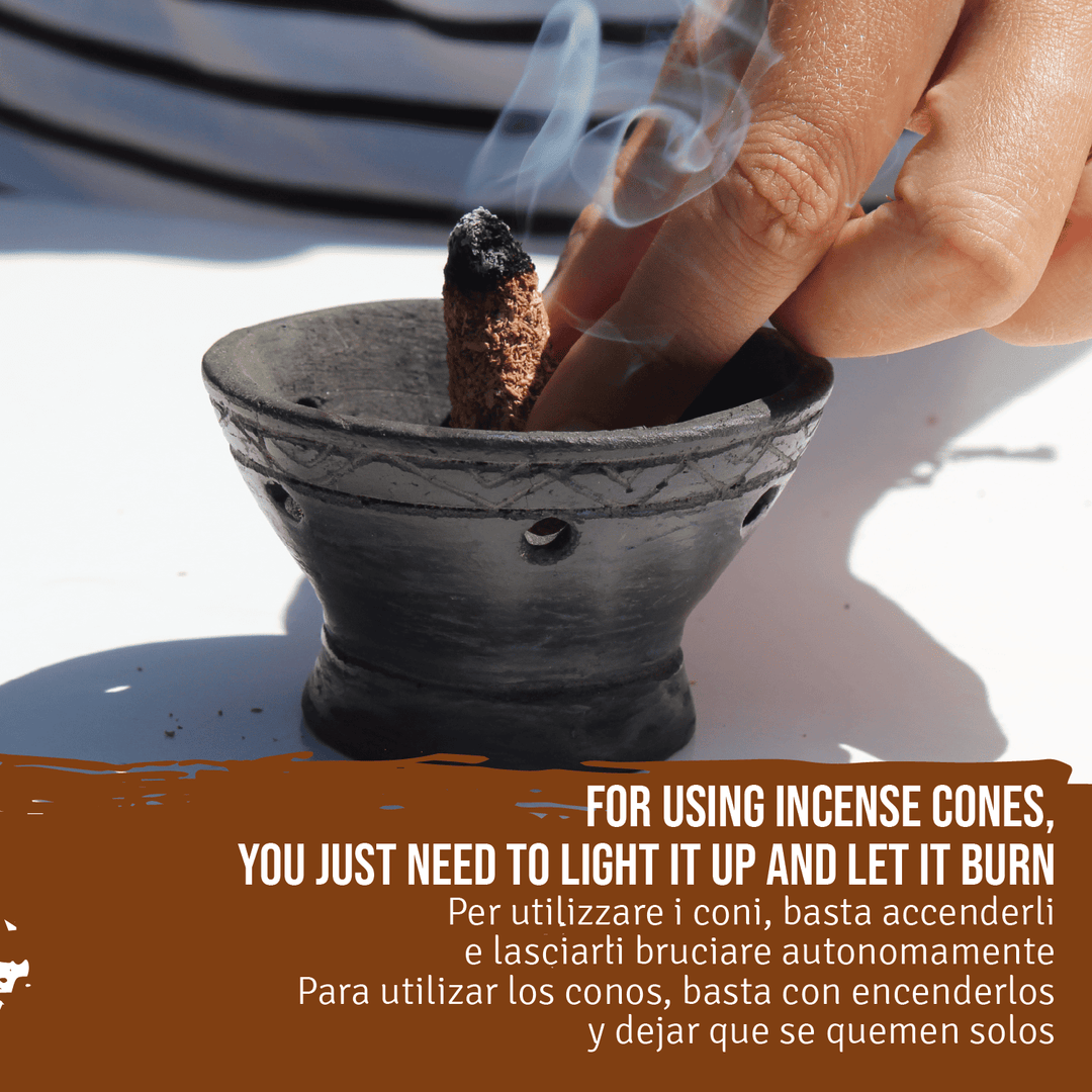 Kit Fumigazione Pacchetto Braciere Artigianale in Terracotta e Incensi di Palo Santo  100% Naturale da Produzione Etica e Sostenibile