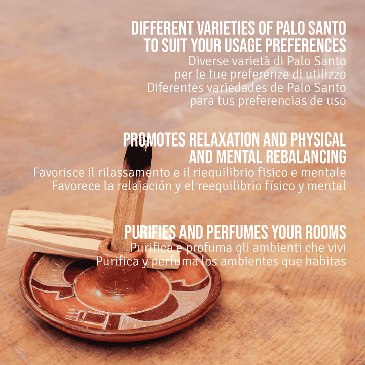 Kit Fumigazione Pacchetto Porta Incenso Artigianalein Terracotta e Incensi Paletti di Palo Santo Ecuador e Perù 100% Naturale da Produzione Etica e Sostenibile