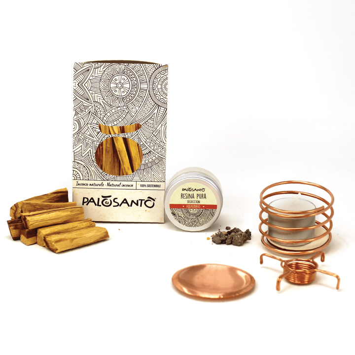 Kit Sublimazione Innovazione Diffusore di Aroma Puro in Rame con Incenso Pequeno e Resina di Palo Santo 100% Naturale da Produzione Etica e Sostenibile