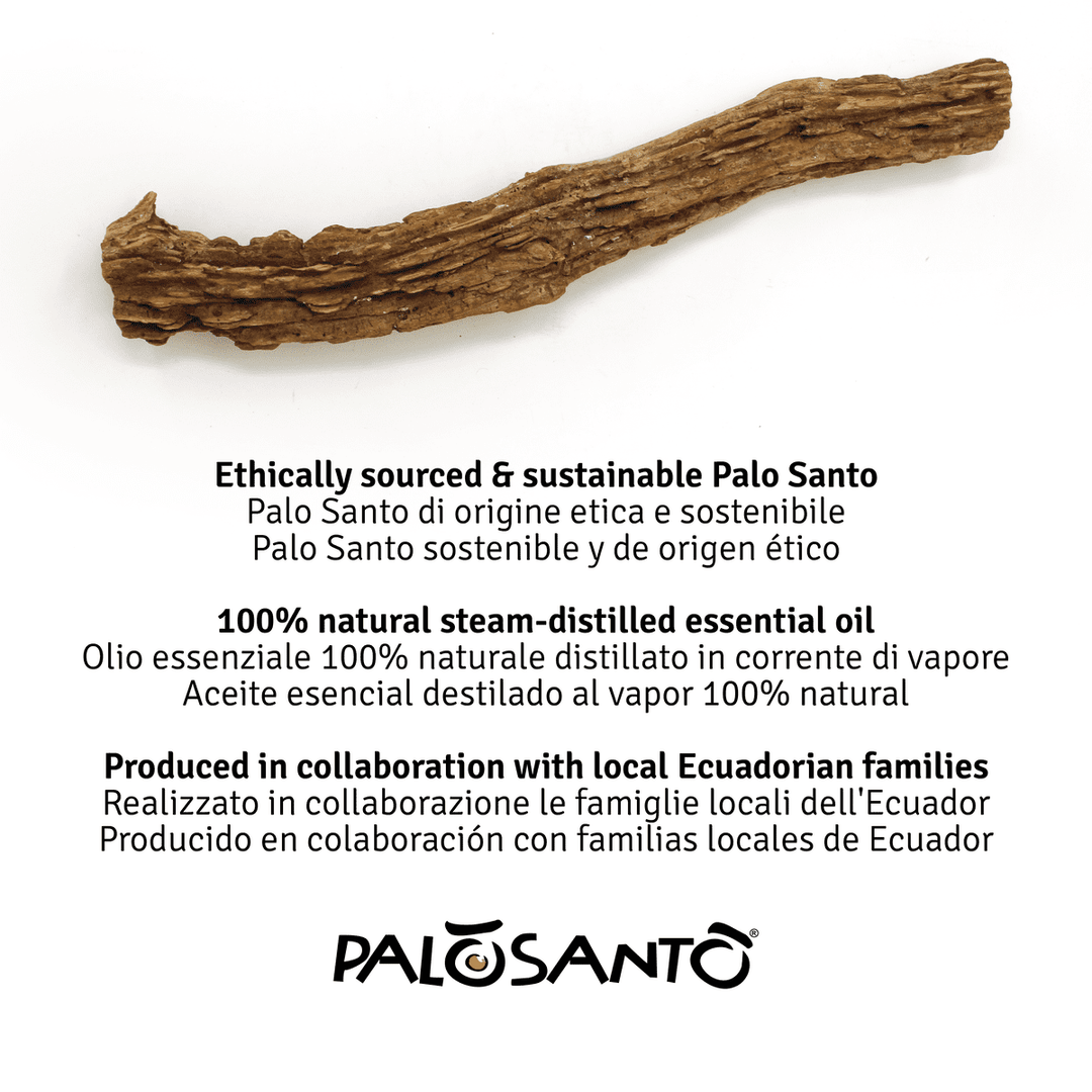 Olio Essenziale Palo Santo Amarillo 100% Naturale da Produzione Etica e Sostenibile Legno Originale Bursera graveolens