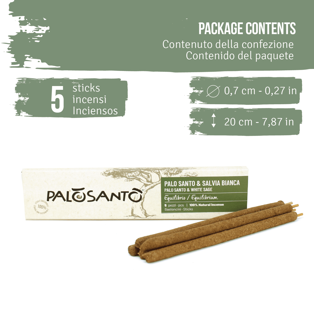 Palo Santo e Salvia Bianca Incenso in Bastoncini 100% naturale da produzione etica e sostenibile