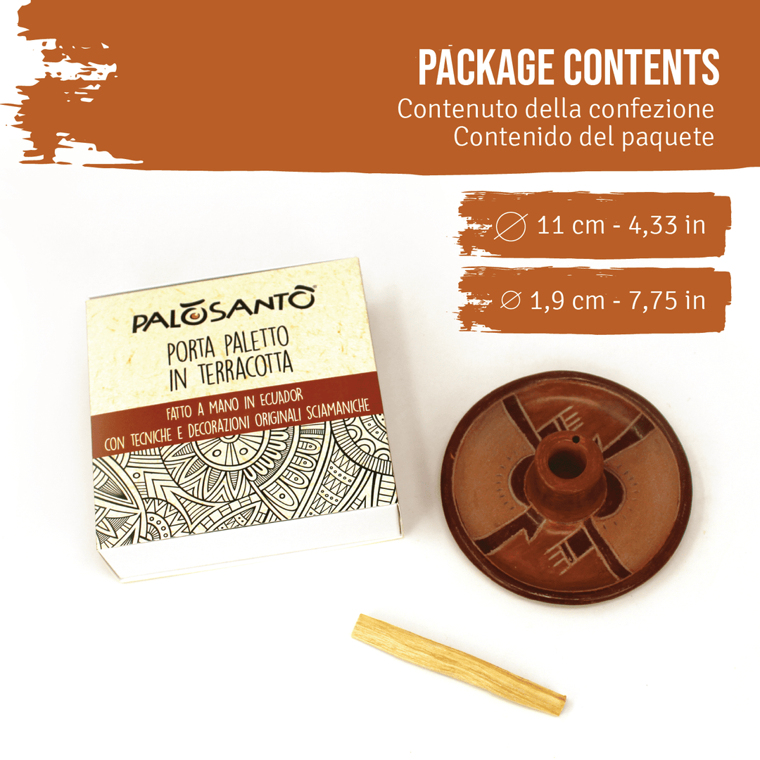 Supporto Porta Incenso in Terracotta Artigianale Fatto a Mano in Ecuador 100% Naturale Etico e Sostenibile