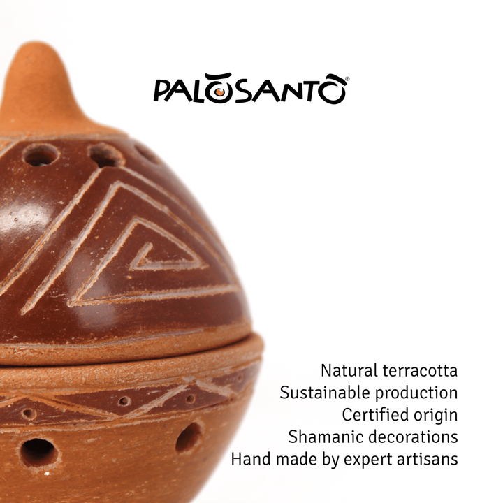 Braciere Brucia Incenso in Terracotta Artigianale Fatto a Mano in Ecuador 100% Naturale Etico e Sostenibile