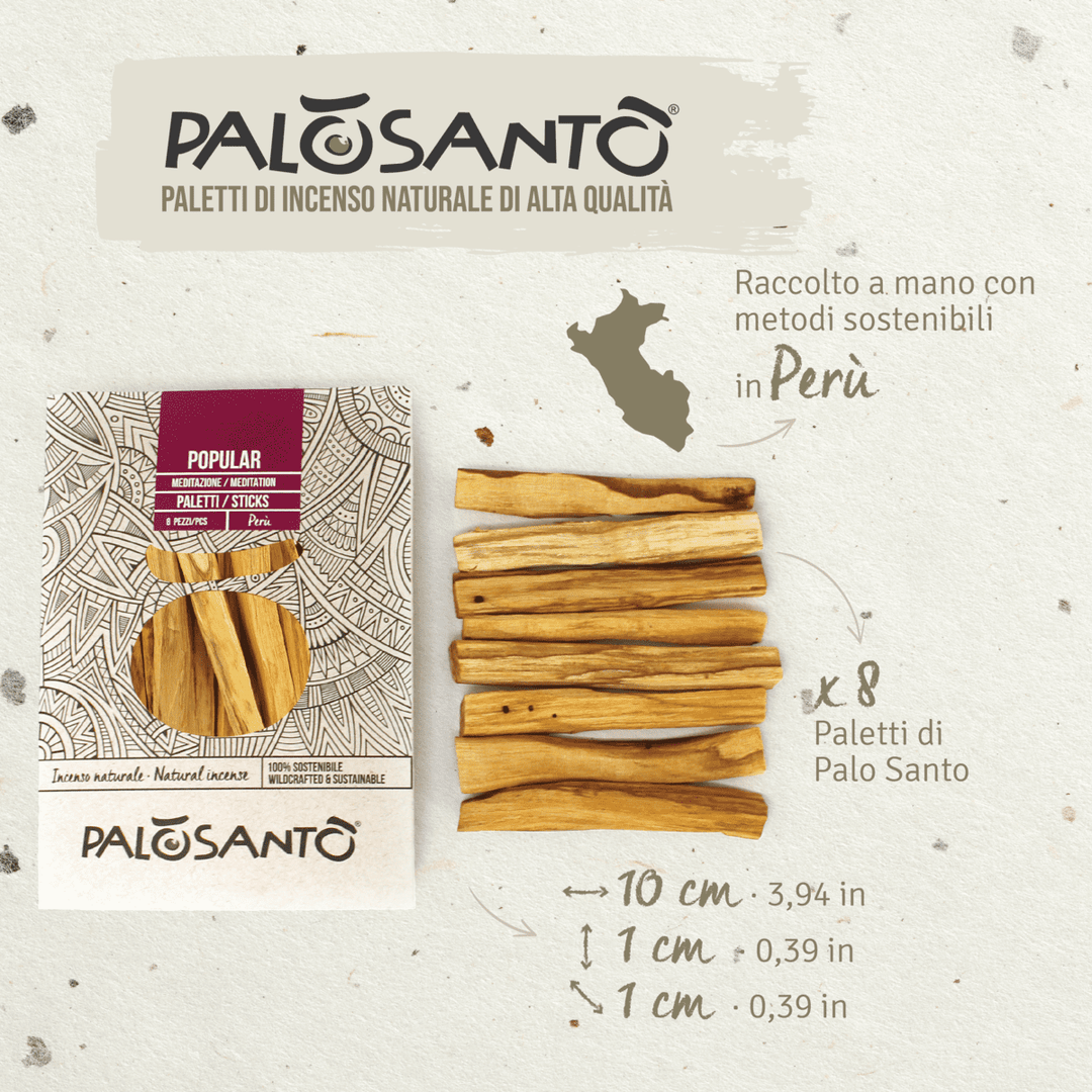 Incenso Palo Santo Paletti Popular Ayabaca Perù 100% Naturale da Produzione Etica e Sostenibile Legno Sacro Bursera graveolens