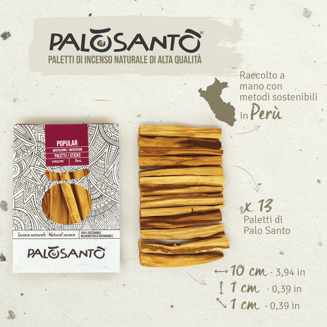 Incenso Palo Santo Paletti Popular Ayabaca Perù 100% Naturale da Produzione Etica e Sostenibile Legno Sacro Bursera graveolens