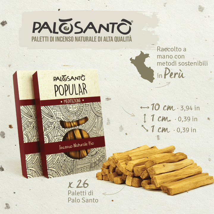 Incenso Palo Santo Paletti Popular Ayabaca Perù 100% Naturale da Produzione Etica e Sostenibile Legno Sacro Bursera graveolens