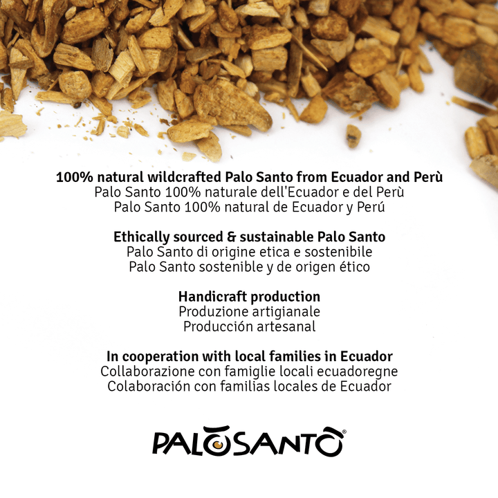 Incenso Palo Santo Grani Chips Especial Perù 100% Naturale da Produzione Etica e Sostenibile Legno Sacro Bursera graveolens