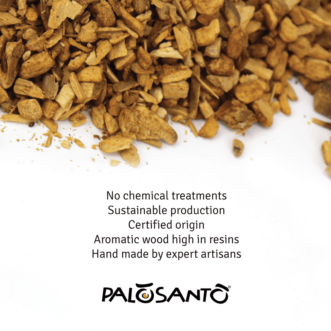 Incenso Palo Santo Grani Chips Especial Perù 100% Naturale da Produzione Etica e Sostenibile Legno Sacro Bursera graveolens