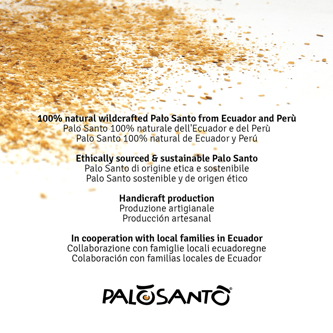 Incenso Palo Santo Trucioli Polvere Especial Perù 100% Naturale da Produzione Etica e Sostenibile Legno Sacro Bursera graveolens