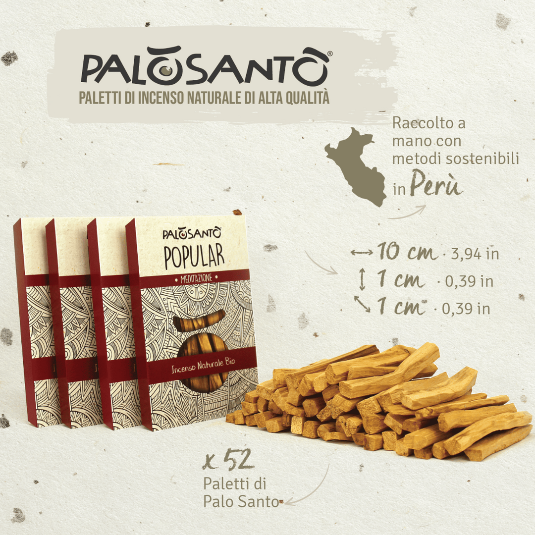 Incenso Palo Santo Paletti Popular Ayabaca Perù 100% Naturale da Produzione Etica e Sostenibile Legno Sacro Bursera graveolens