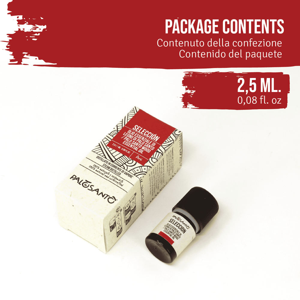 Olio Essenziale Palo Santo Seleccion 100% Naturale da Produzione Etica e Sostenibile Legno Perù Originale Bursera graveolens. Formato da 2,5ml.