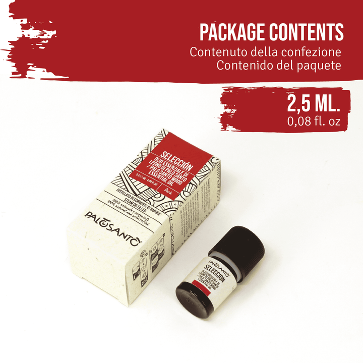 Olio Essenziale Palo Santo Seleccion 100% Naturale da Produzione Etica e Sostenibile Legno Perù Originale Bursera graveolens. Formato da 2,5ml.