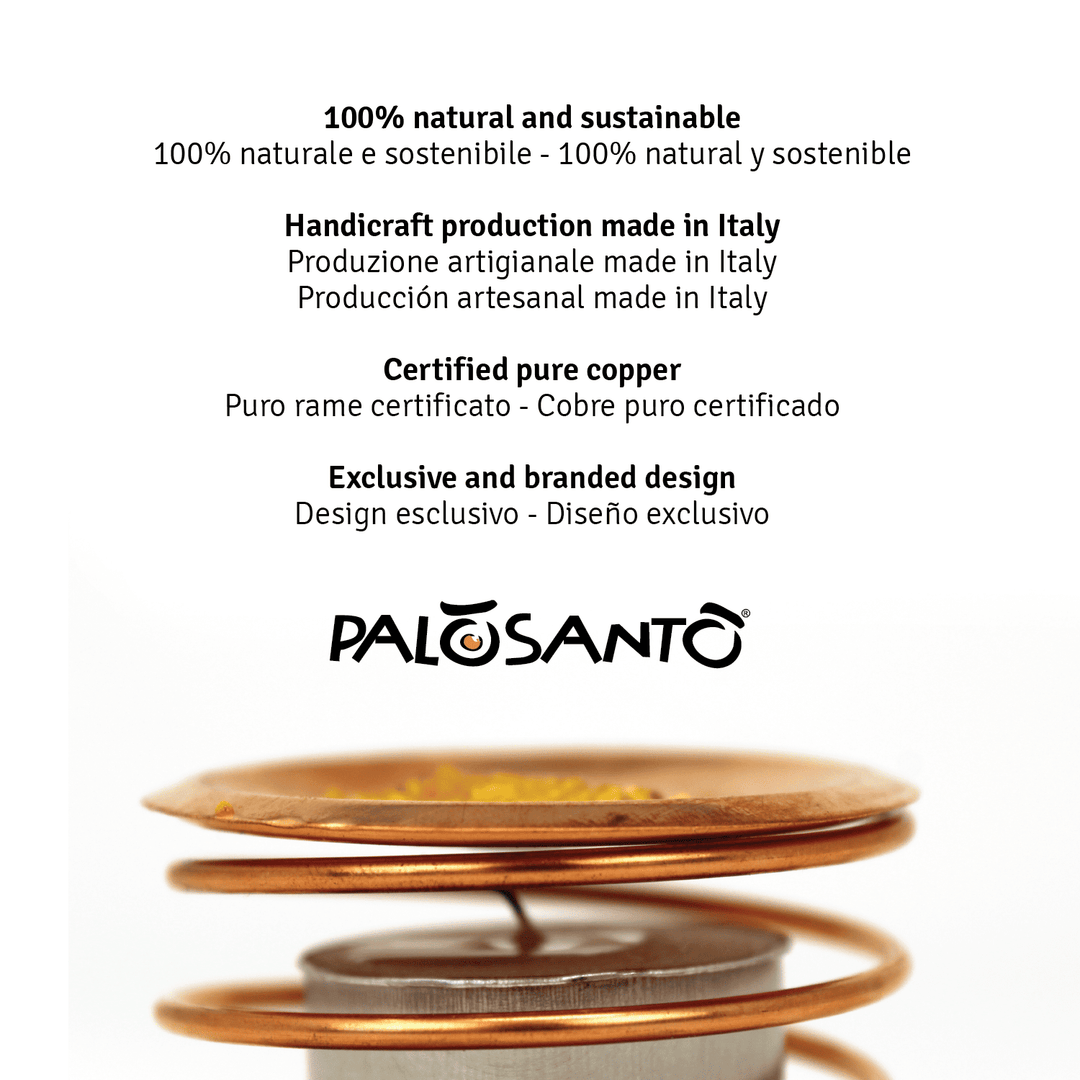 Sublimatore in Rame Diffusore Incenso Puro Resina di Palo Santo 100% Naturale da Produzione Etica e Sostenibile